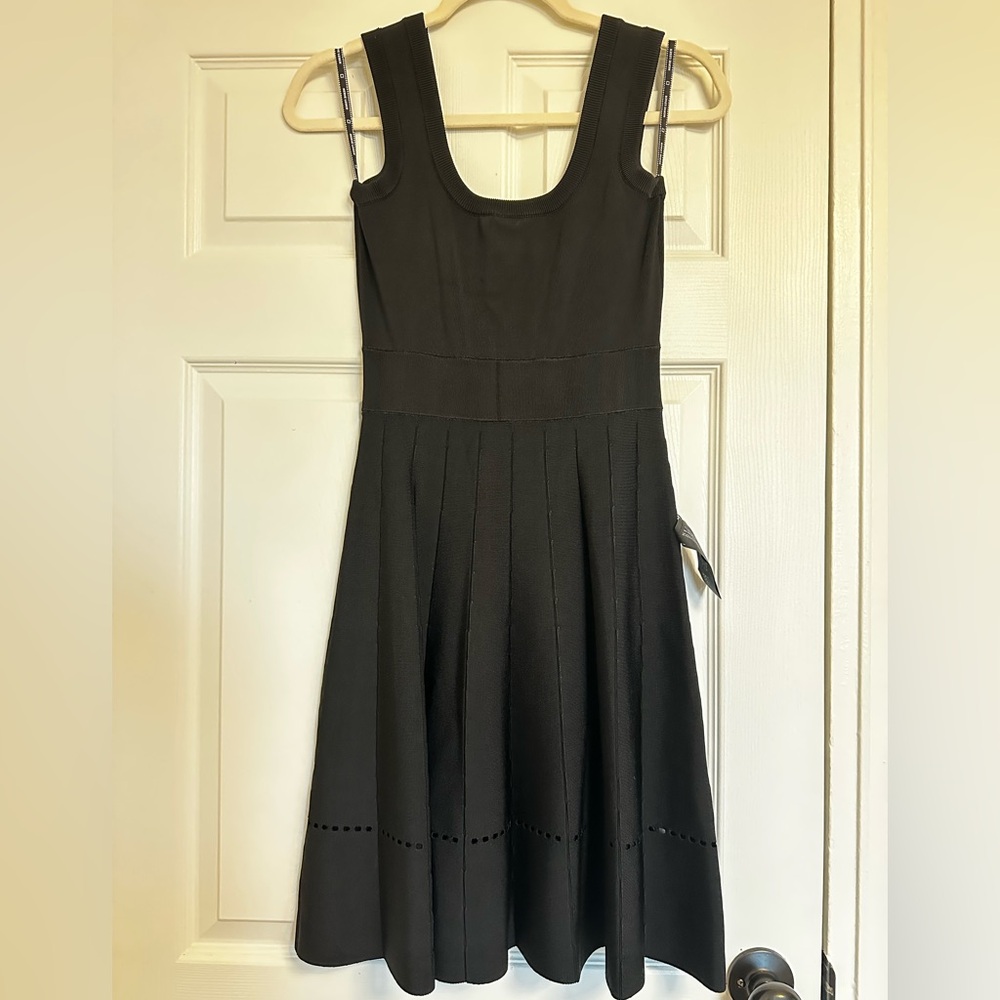 Herve Leger Black Fit and Flare Midi Dress